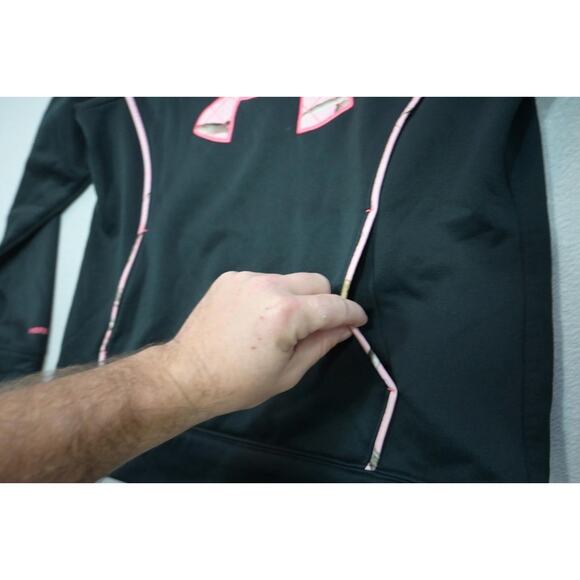 Under Armour Hoodie Fleece Storm Pink Camo Pull Over Sweater Womens Sz Medium - Picture 6 of 11
